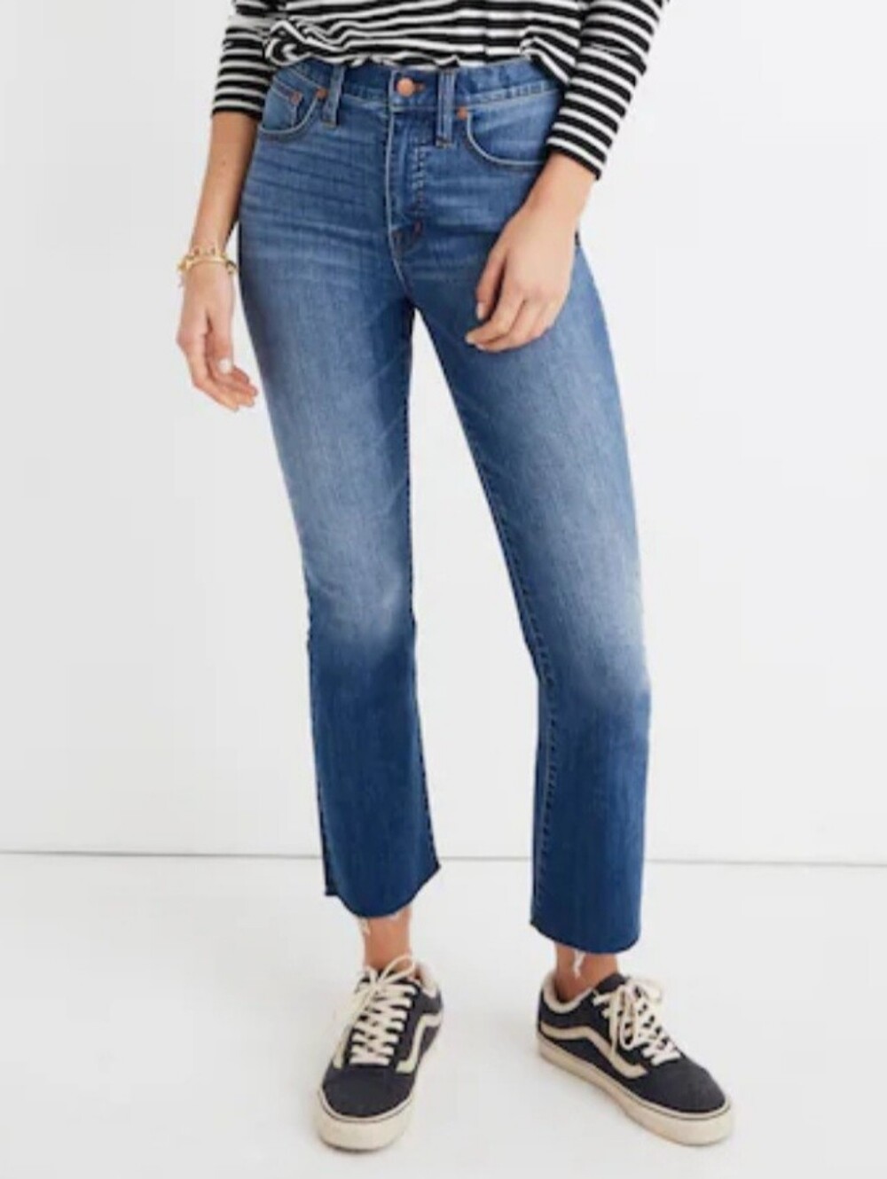 Madewell Cali Demi Boot Kemper Wash High Waist Raw Hem Cropped Casual Back Seam